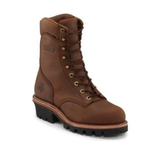 MEN'S TAN WATERPROOF LOGGER WORK BOOTS - STEEL TOE-TAN | CHIPPEWA - Click Image to Close