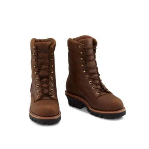 MEN'S TAN WATERPROOF LOGGER WORK BOOTS - STEEL TOE-TAN | CHIPPEWA - Click Image to Close