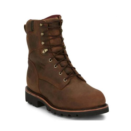 MEN'S WATERPROOF WORK BOOTS - STEEL TOE-BROWNSelect Color: Brown | CHIPPEWA - Click Image to Close