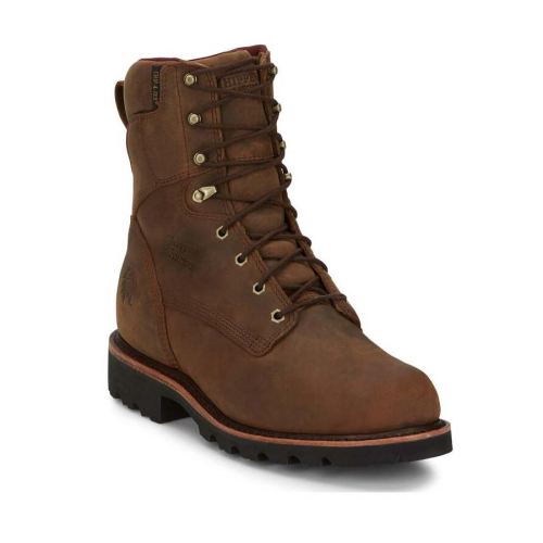 MEN'S WATERPROOF WORK BOOTS - SOFT TOE-BROWN | CHIPPEWA - Click Image to Close