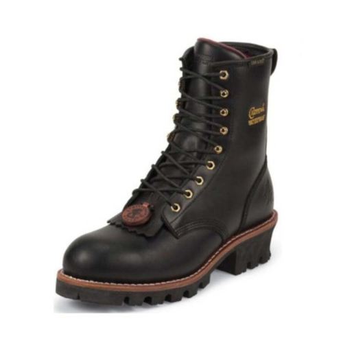 MEN'S SPORTILITY 8" INSULATED LOGGER WATERPROOF WORK BOOTS-BLACK | CHIPPEWA